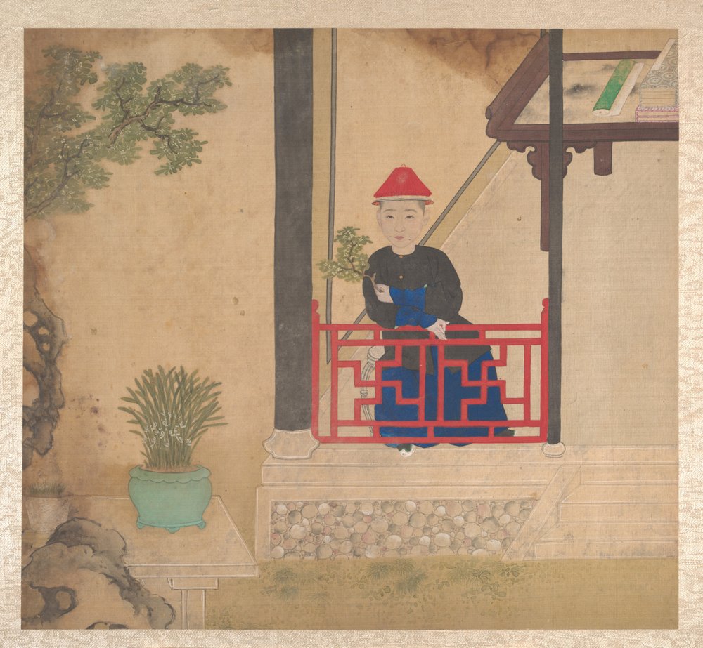 Ritratti di membri di una famiglia, metà del XIX secolo (album di diciannove fogli; inchiostro e colore su seta) da Unknown Artist