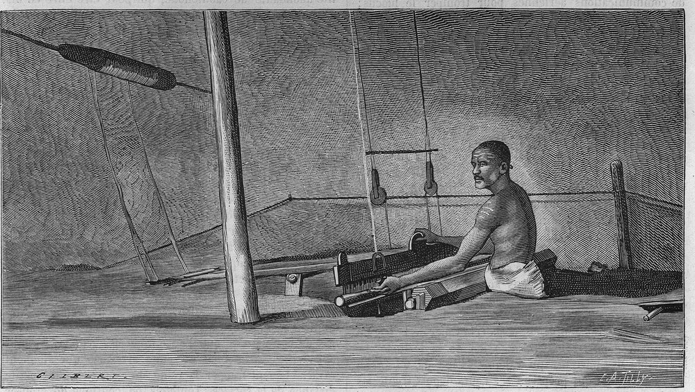 Tessitura in India: il mestiere del tessitore. da Unknown artist