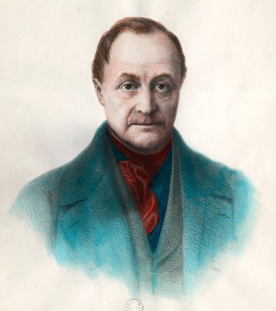Ritratto di Auguste Comte (1798 - 1857), filosofo francese. Incisione del XIX secolo. Collezione privata. da Unknown artist
