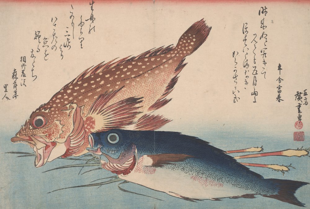 Kasago, Isaki e zenzero, 1832 da Utagawa Hiroshige