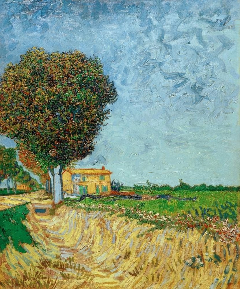 Viale presso Arles con case da Vincent van Gogh