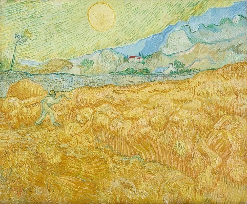 Stampa Su Tela Paesaggio Campagna - Campo Di Grano Giallo E Cielo Blu - 35x120 Cm - Decorazione Rustica