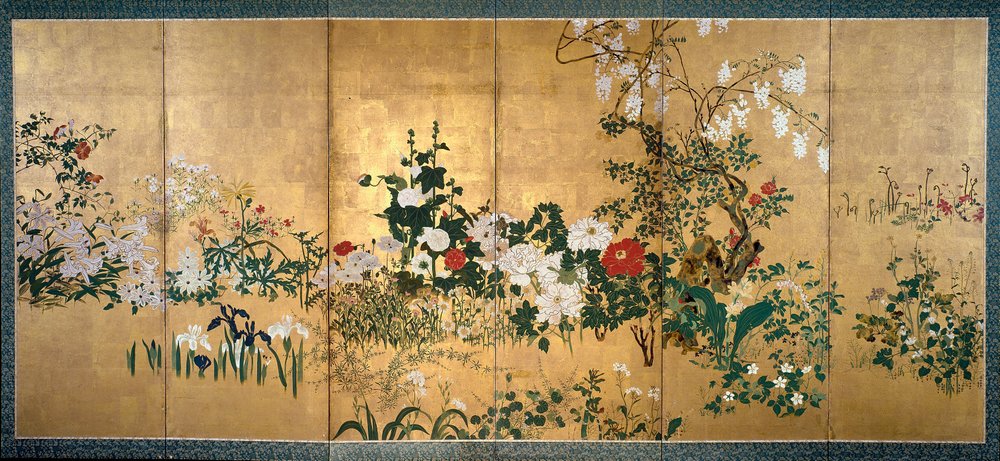 Schermo con fiori di primavera ed estate | Watanabe Shiko