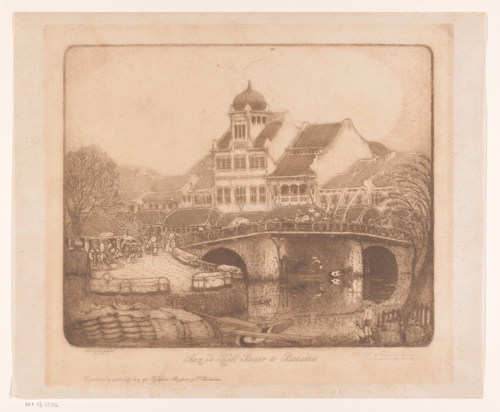 Alla Kali Besar a Batavia da Wijnand Otto Jan Nieuwenkamp (signed by artist)
