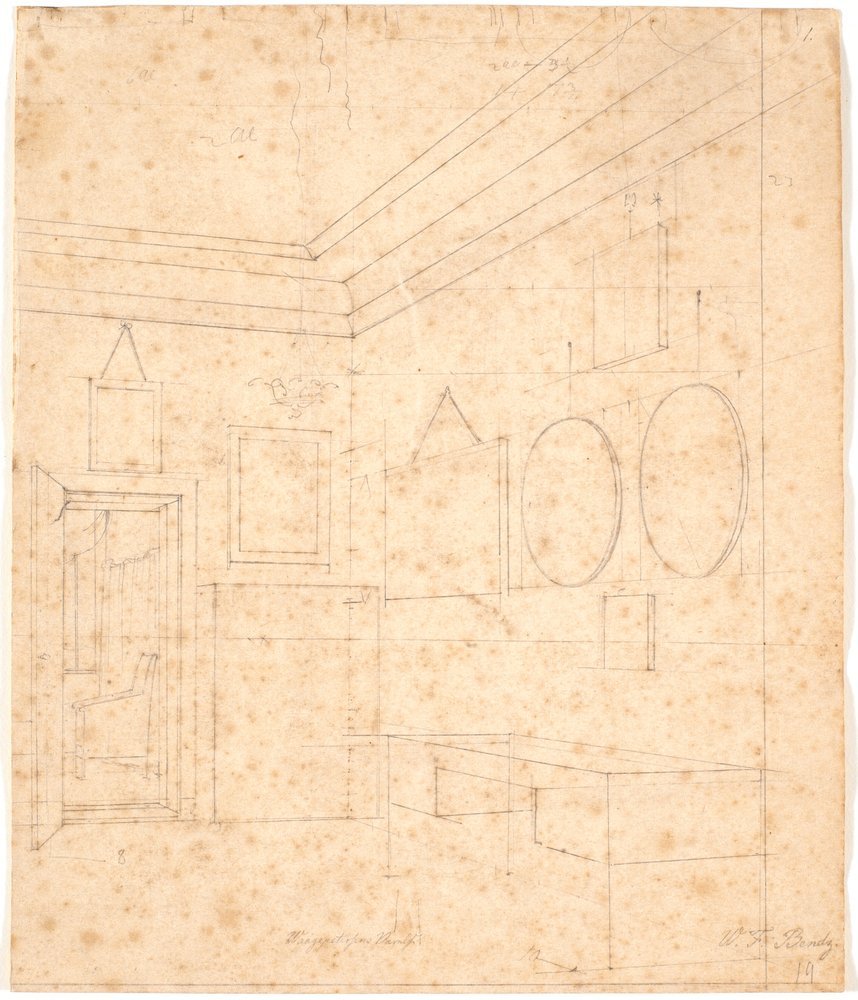 Disegno prospettico per il ritratto di famiglia Waagepetersen da Wilhelm Bendz