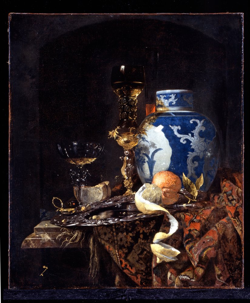 Natura morta con vaso da zenzero del tardo periodo Ming da Willem Kalf