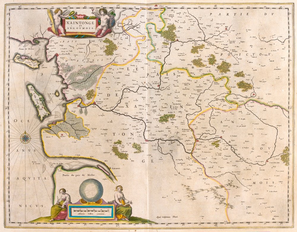 Saintonge e Angoumois, Charente-Maritime, in "Theatrum Orbis Terrarum, sive Atlas Novus" di Willem Blaeu, Amsterdam da Willem Blaeu