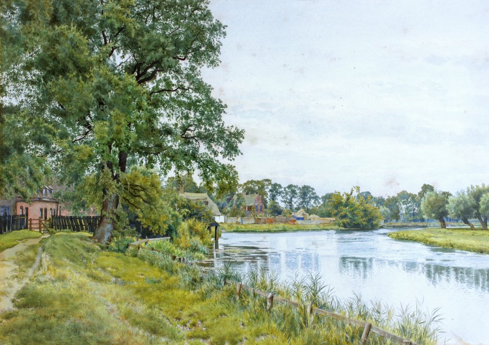 Sul fiume Ouse a Hemingford Grey, con la Manor House in lontananza da William Fraser Garden