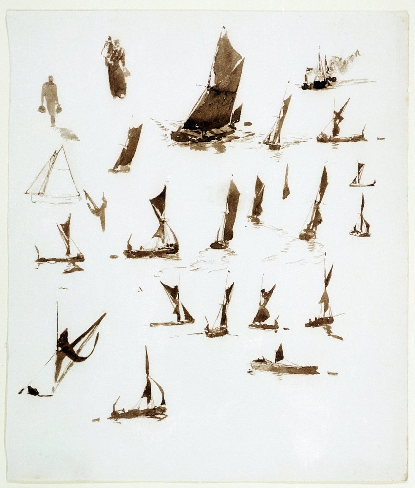 Studi di case galleggianti sul Tamigi (Inghilterra) da William Lionel Wyllie