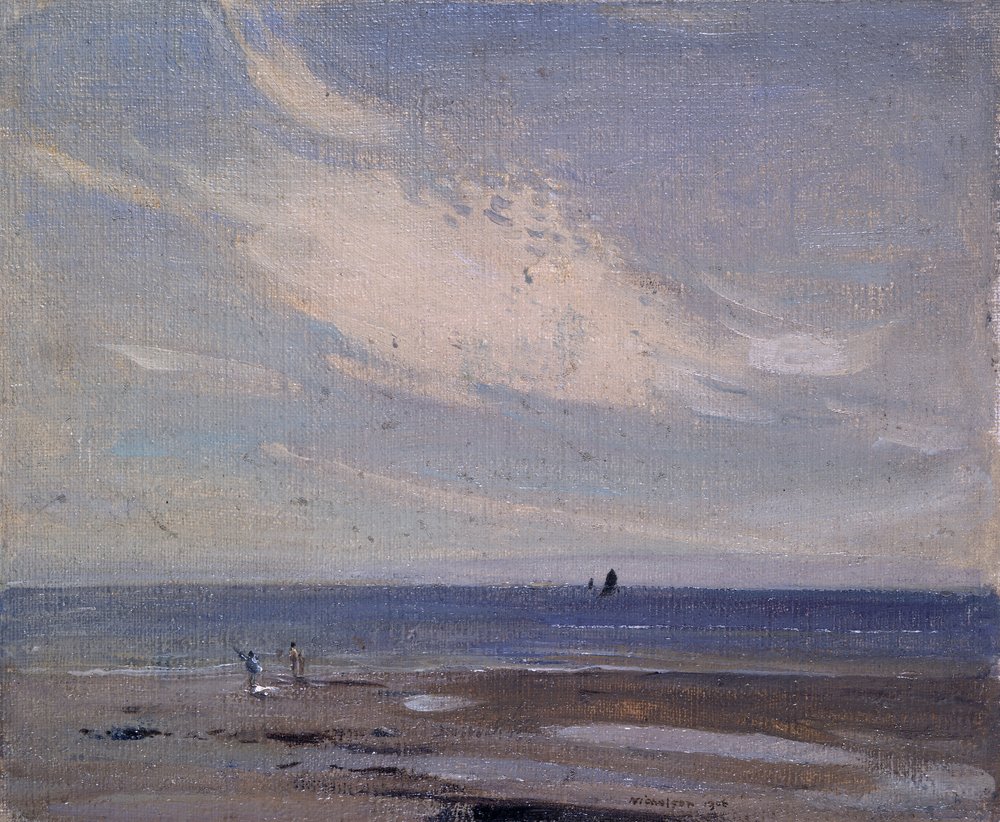 Scena di costa (Olio su tela su tavola) da William Nicholson