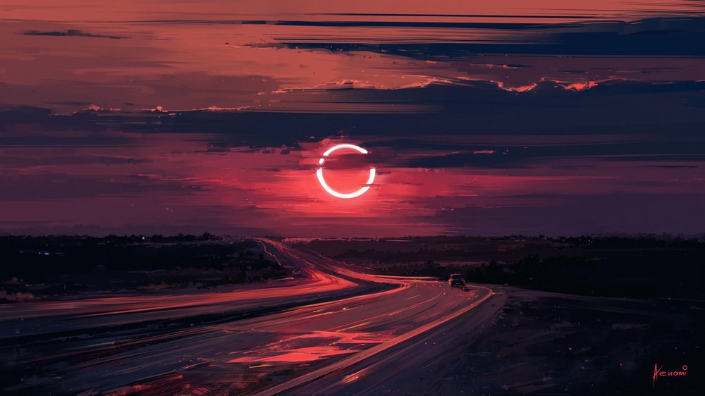 Red Sky Eclipse Drive da Alena Aenami