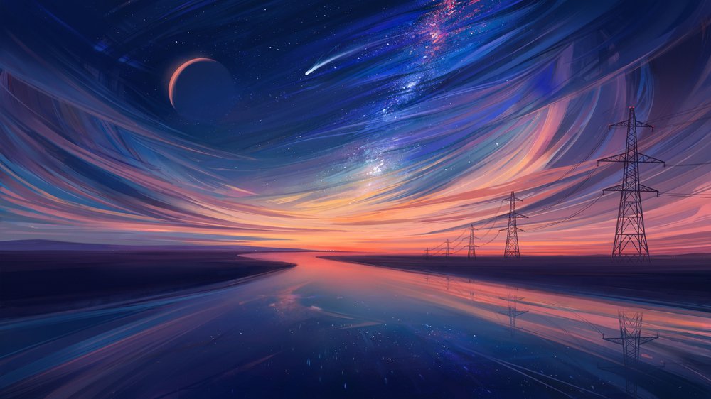 Linee elettriche del fiume Twilight da Alena Aenami