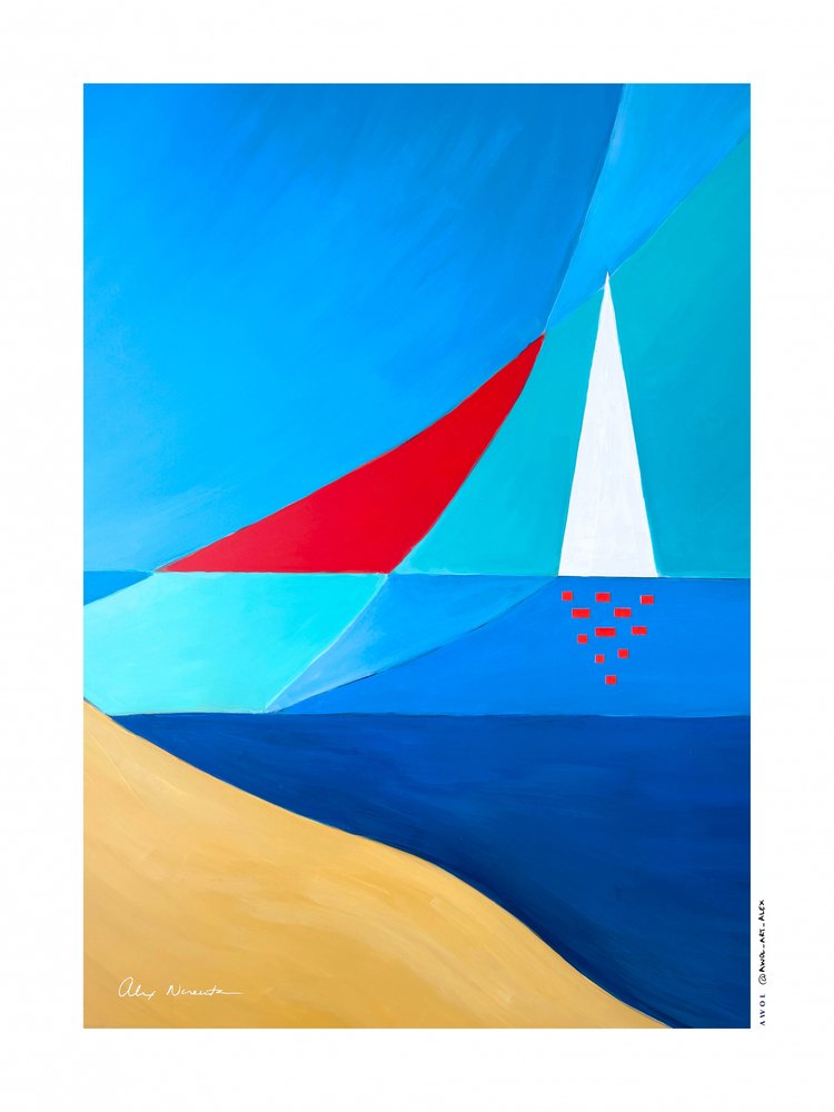 Barche a vela geometriche sulla spiaggia da Alex Nereuta