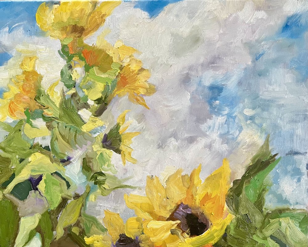Girasoli e cielo azzurro da Alexandra Higgins