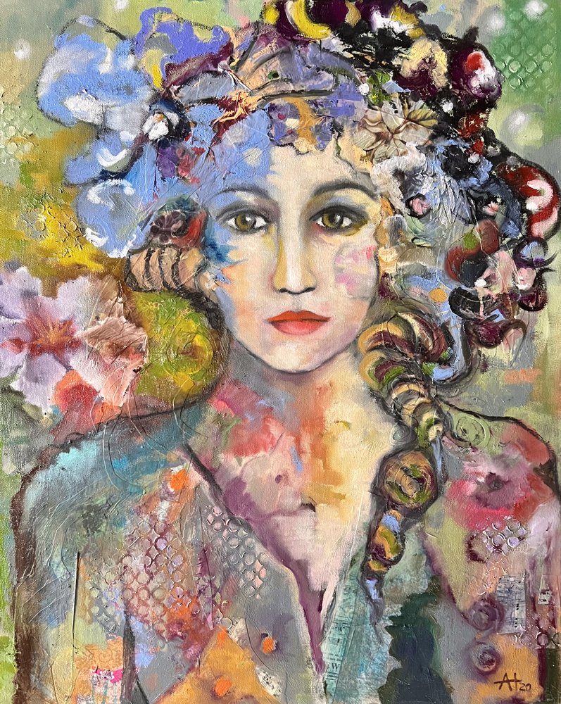 Ritratto floreale dai colori vivaci da Alexandra Higgins