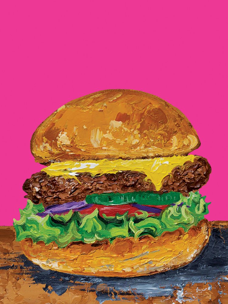 Cheeseburger in stile Pop Art da Alice Straker