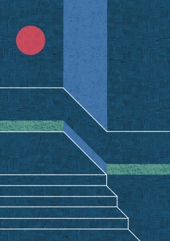 Cerchio rosso, gradini blu da Amy Louise Baker