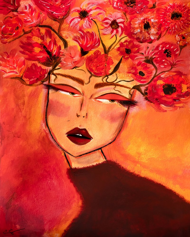 Donna con una coroncina di fiori - Ragazza alla moda da Amy Straley