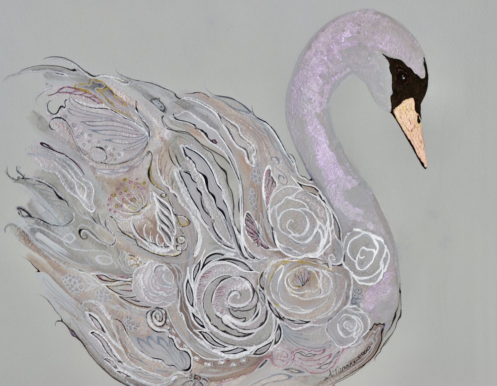 Cigno floreale elegante da Amy Tieman