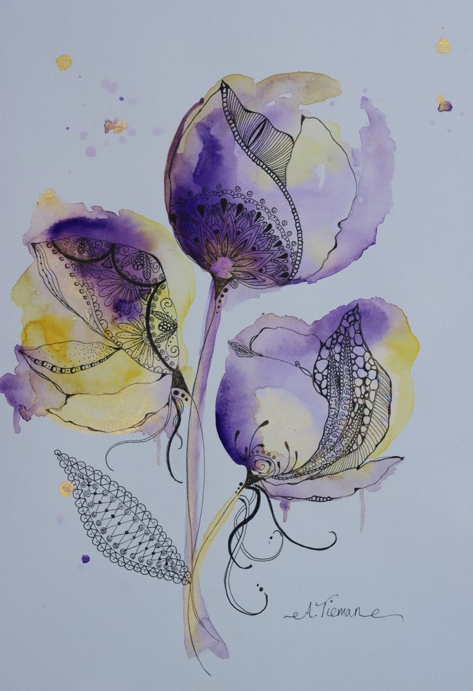 Eleganti fiori disegnati ad acquerello da Amy Tieman