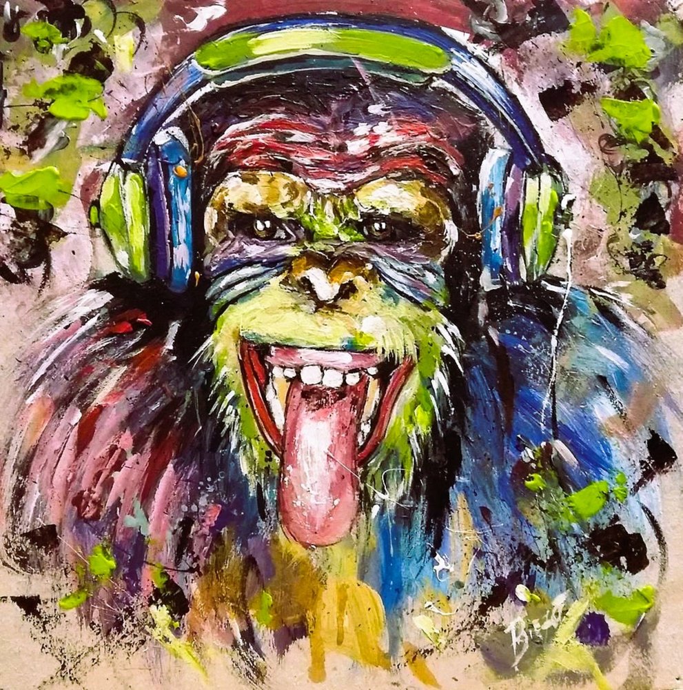 Scimmietta musicale colorata da Anda Bieza
