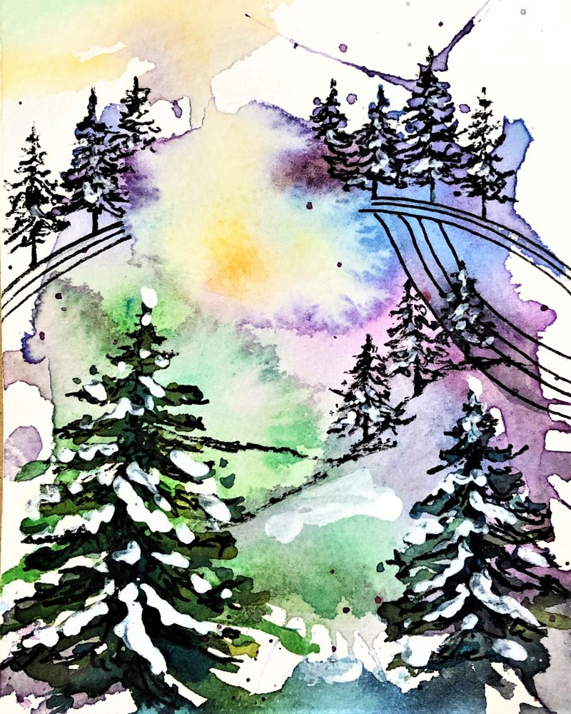 Foresta invernale dai colori vivaci da Anda Bieza