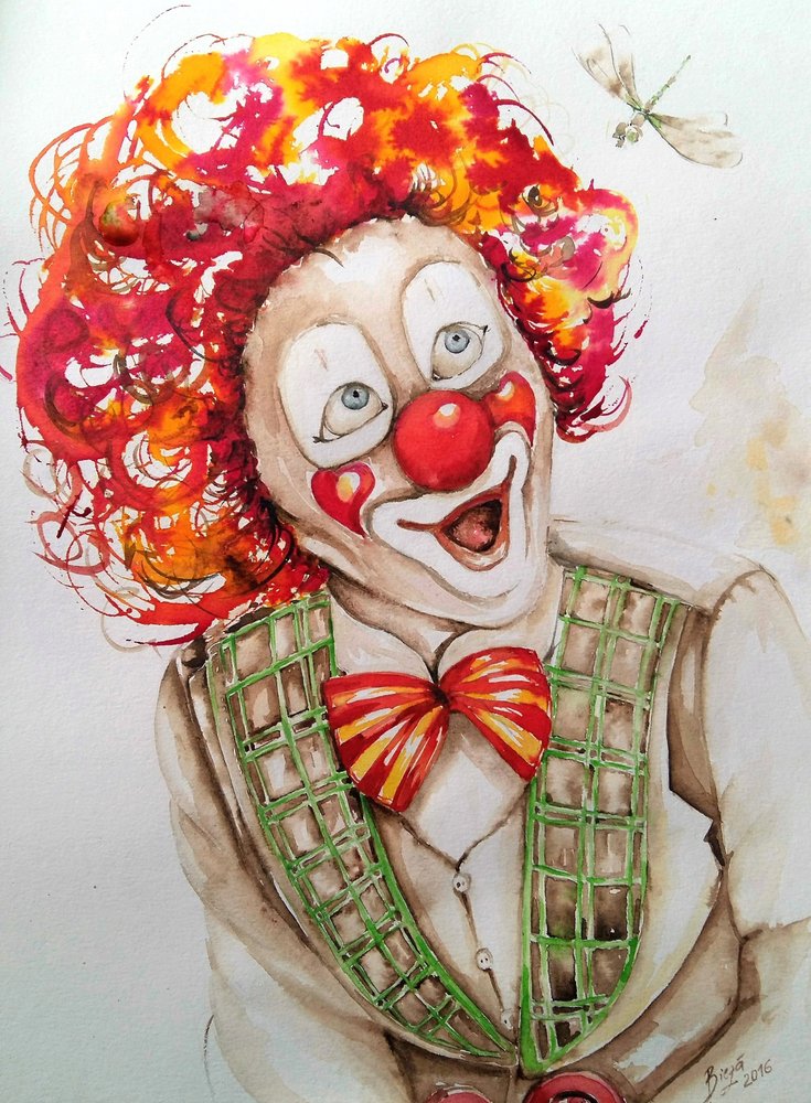 Clown felice con una libellula da Anda Bieza