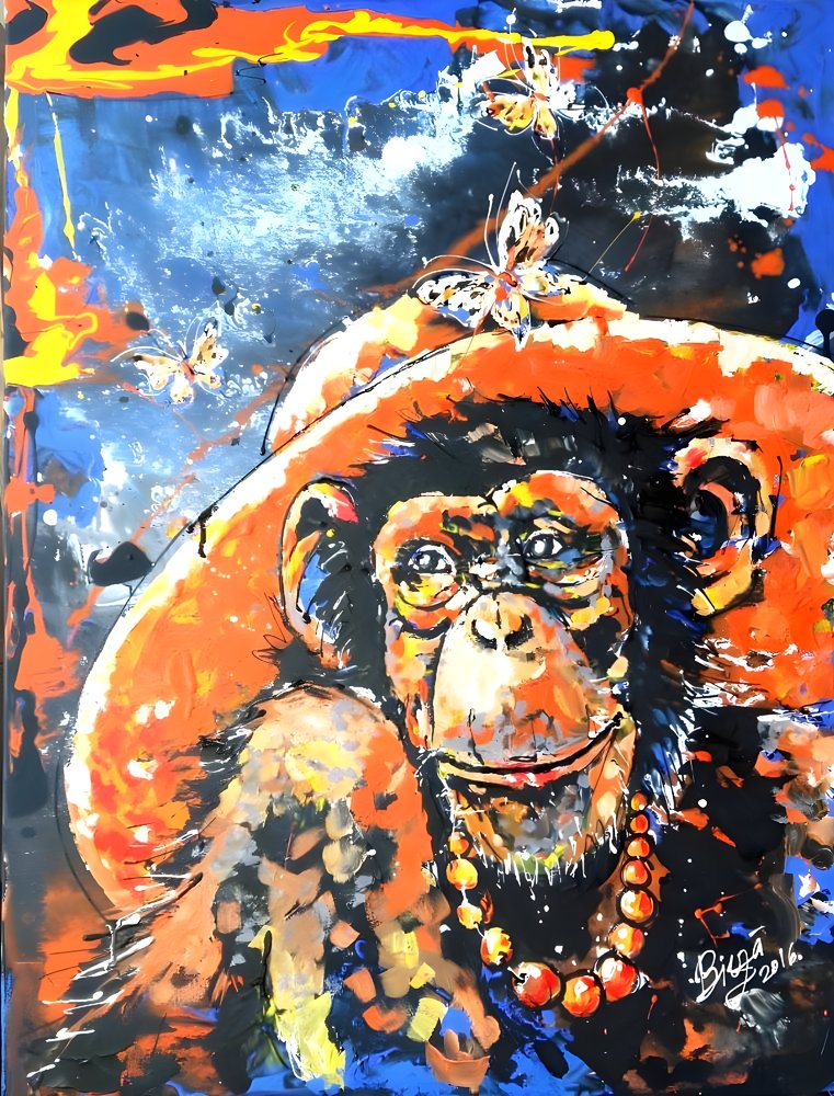 Scimmietta alla moda con cappellino da Anda Bieza