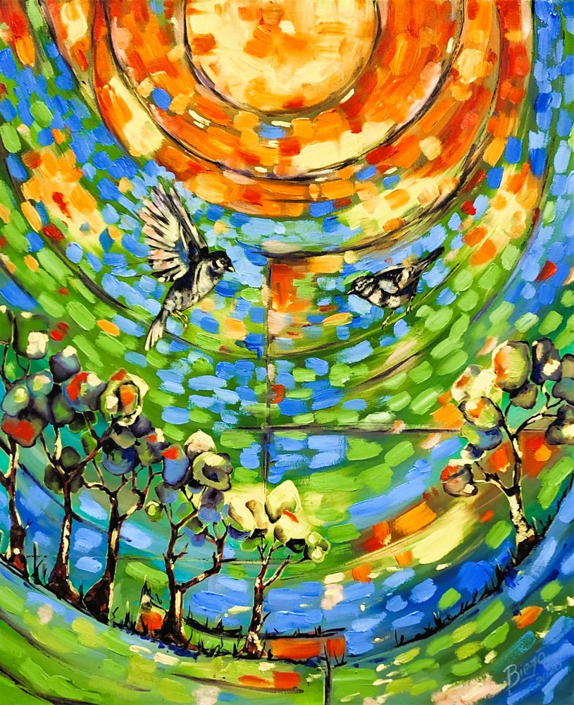 Paesaggio vivace con uccelli da Anda Bieza