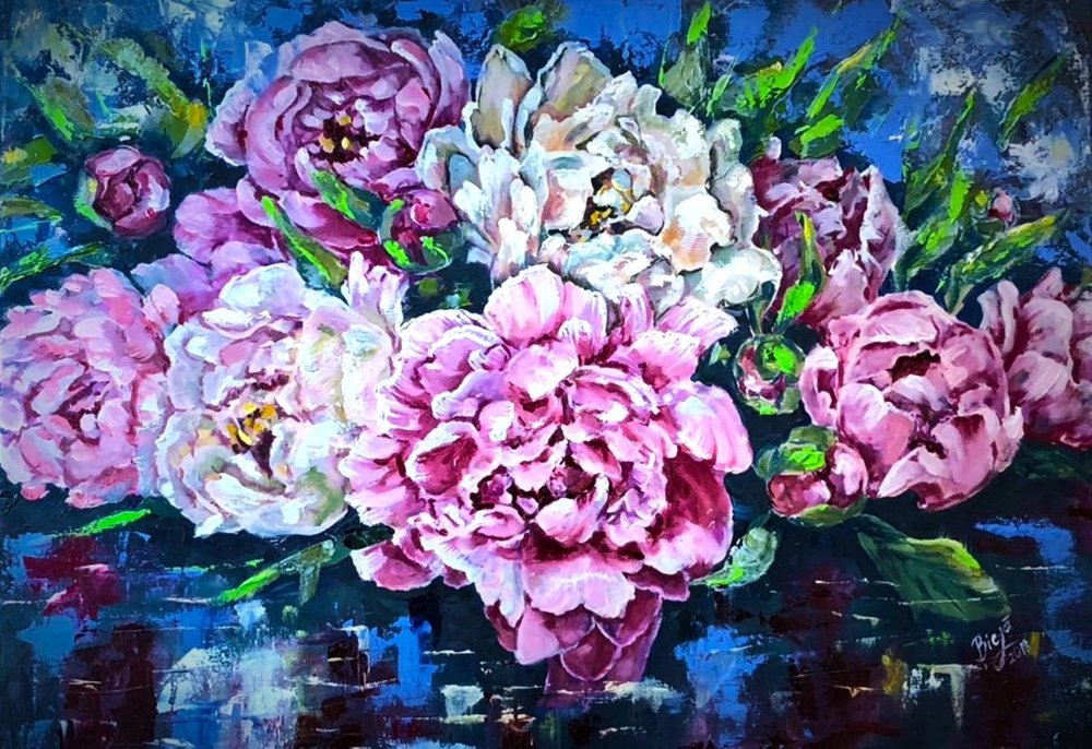 Bouquet di peonie dai colori vivaci da Anda Bieza