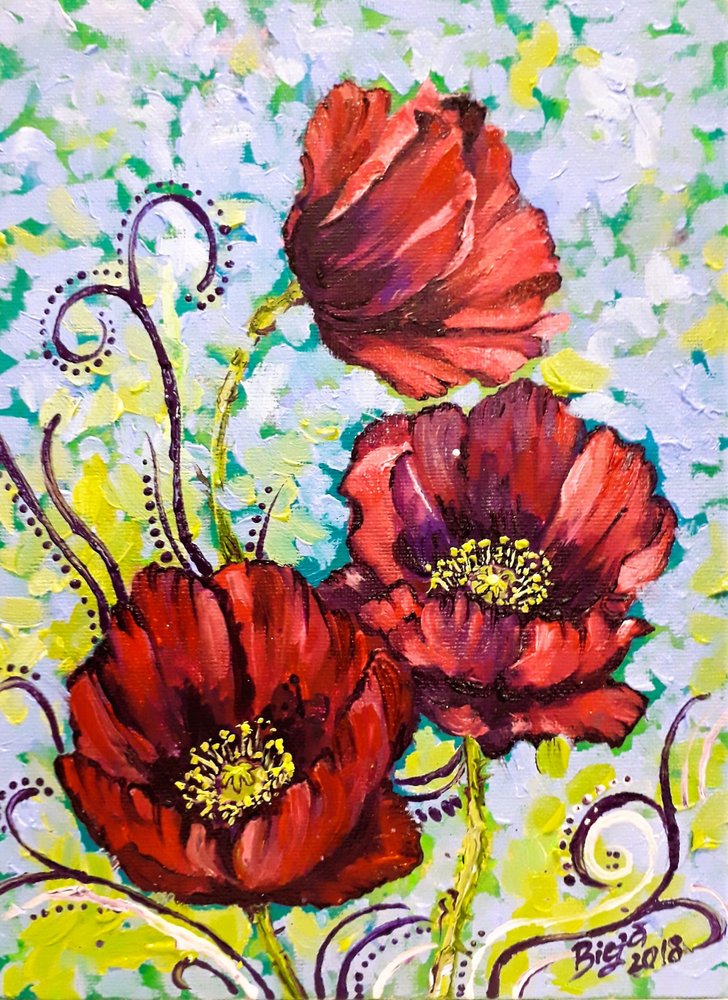 Fiori di papavero dai colori vivaci da Anda Bieza