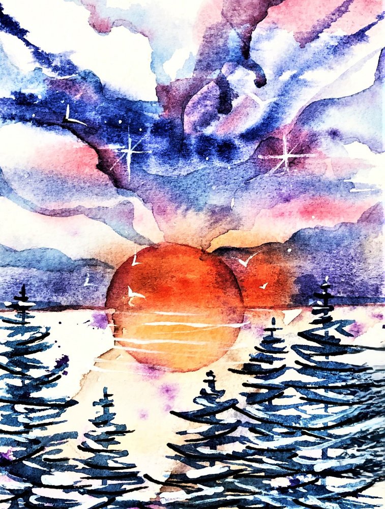 Un tramonto invernale dai colori vivaci da Anda Bieza