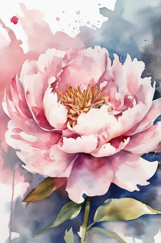 Fiore di peonia ad acquerello da Anda Bieza
