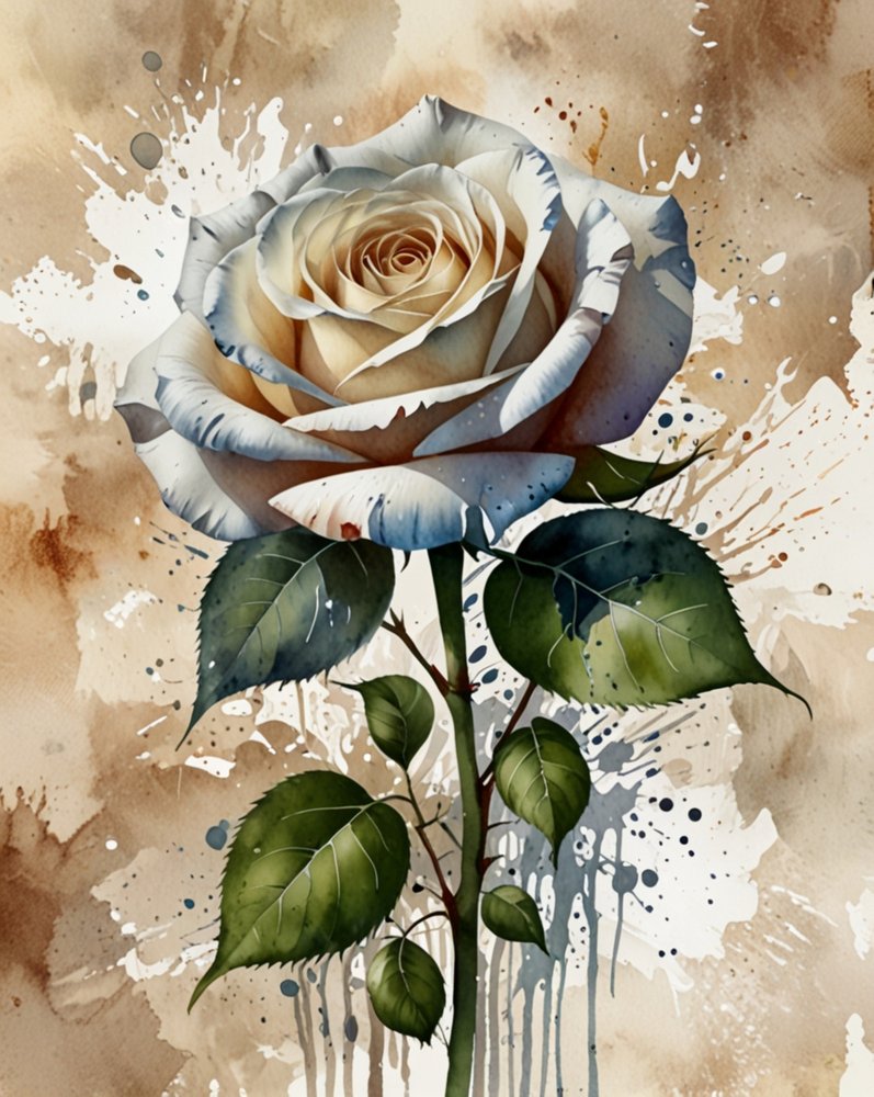 Rosa acquerellata bianca da Anda Bieza