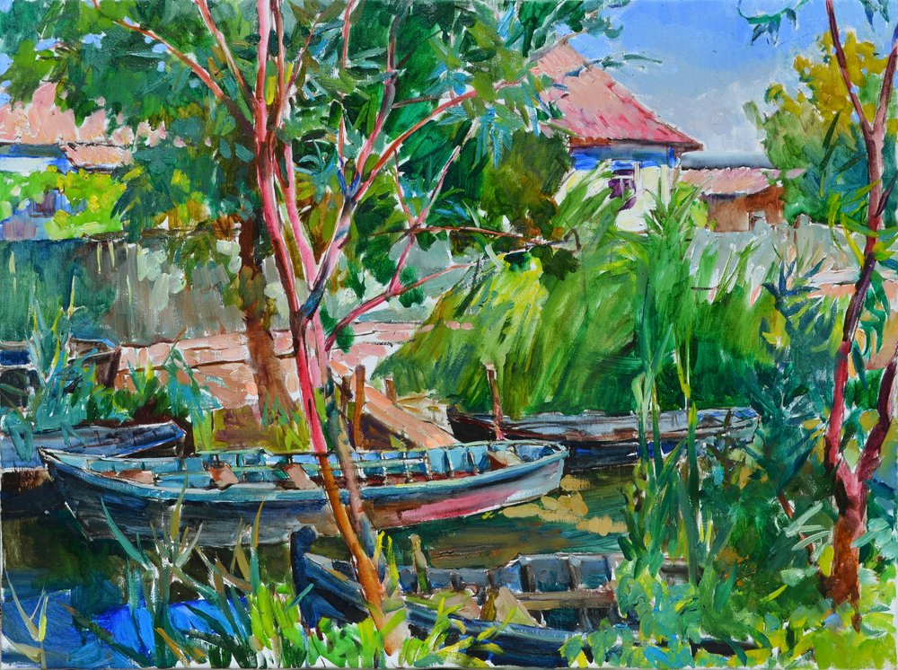 Barche sul fiume Tranquil da Andrii Kutsachenko