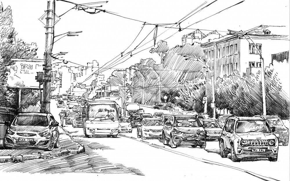 Schizzo del traffico urbano da Andrii Kutsachenko