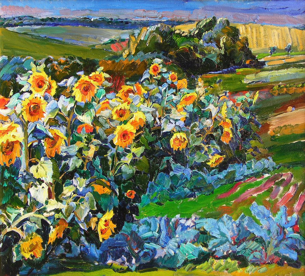 Un campo di girasoli dai colori vivaci da Andrii Kutsachenko