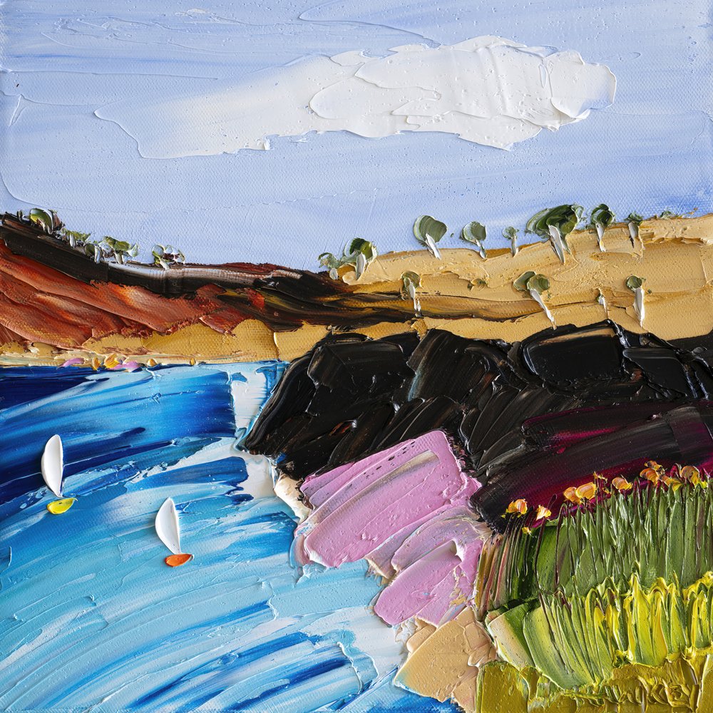 Barche a vela costiere dai colori vivaci da Angela Hawkey