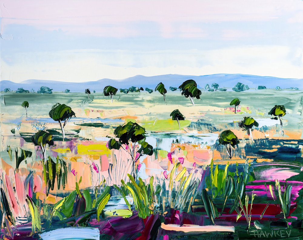 Paesaggio campestre dai colori vivaci da Angela Hawkey