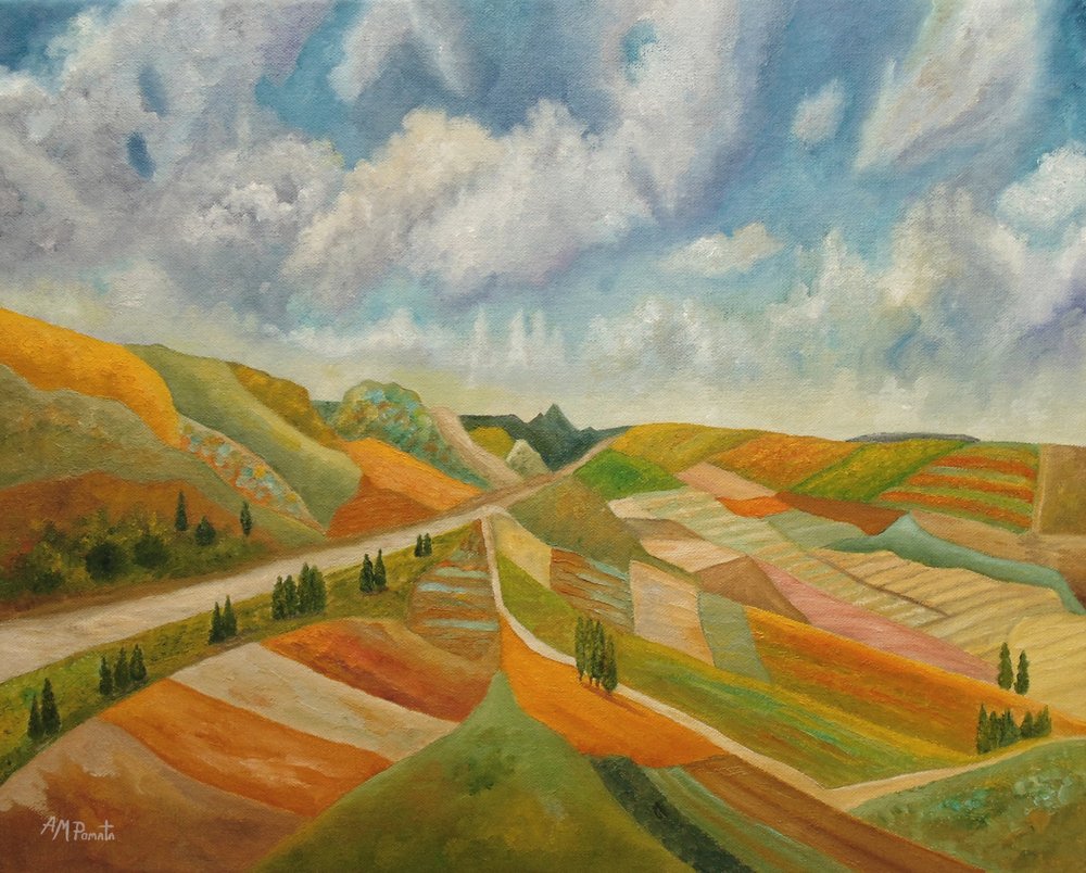 Campi autunnali, strada di campagna da Angeles M. Pomata