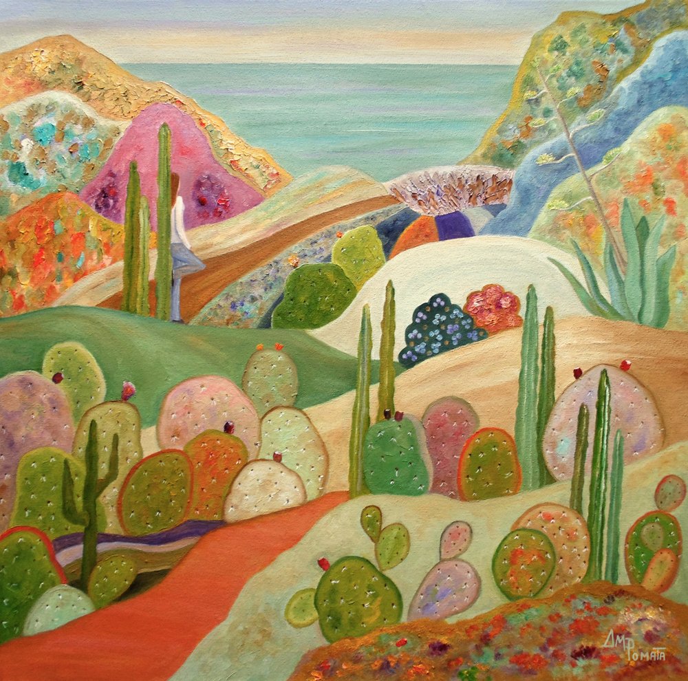 Una vista colorata dello yoga nel deserto da Angeles M. Pomata