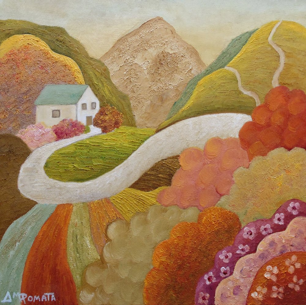 Una casa colorata sul fianco della collina da Angeles M. Pomata