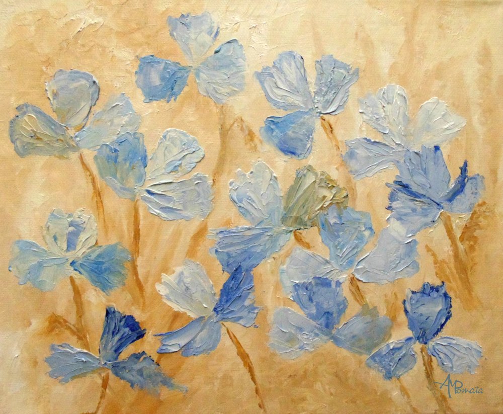 Fiori blu con texture da Angeles M. Pomata