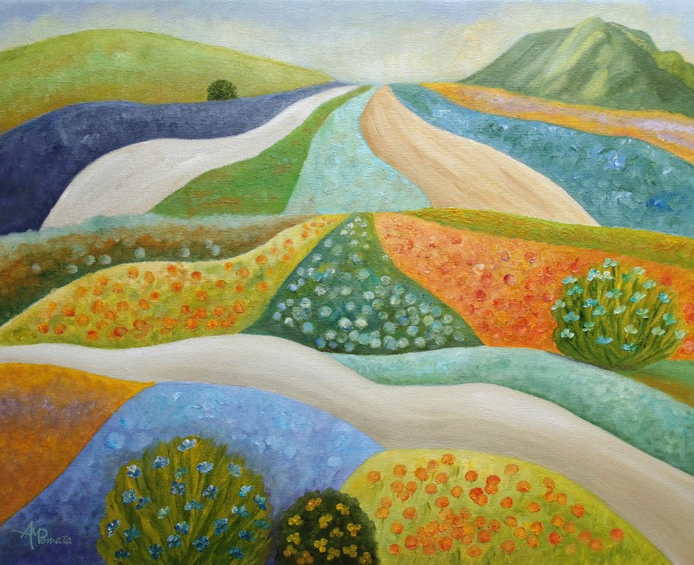 Campi di fiori dai colori vivaci da Angeles M. Pomata