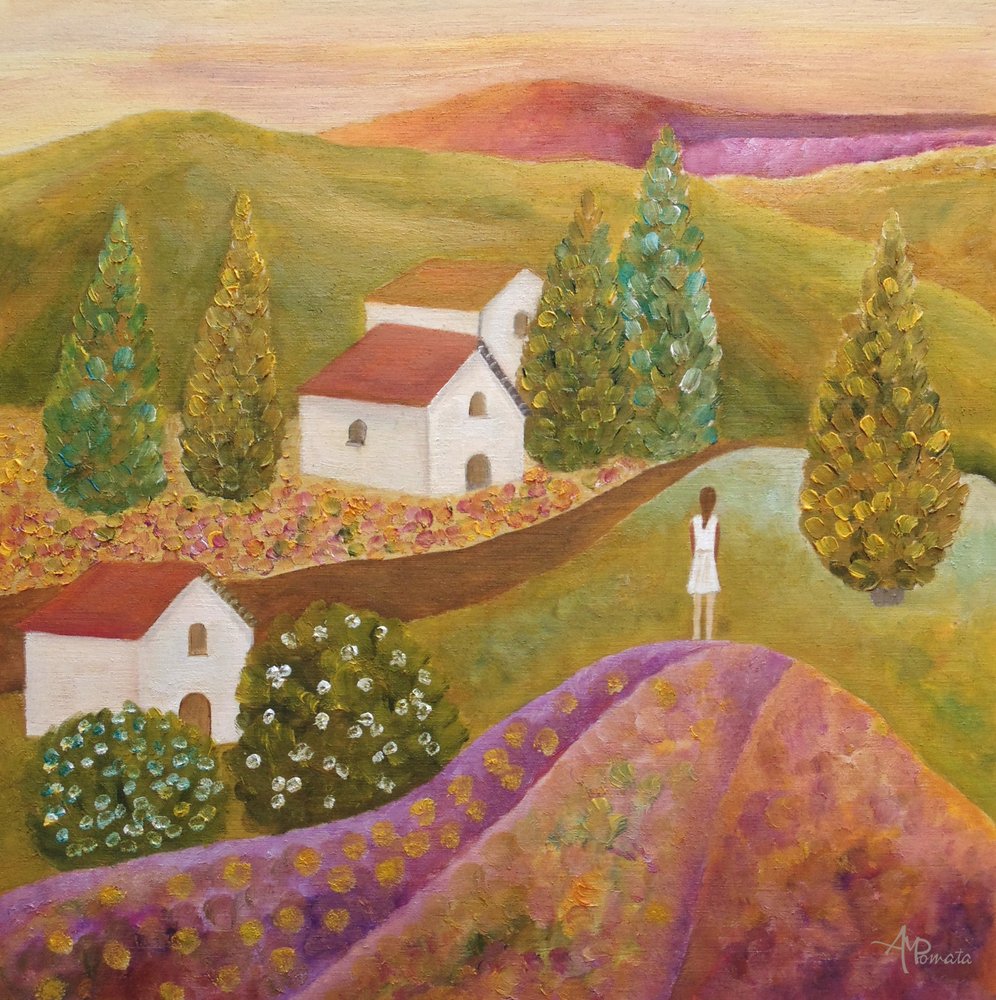 Donna tra i campi di lavanda da Angeles M. Pomata