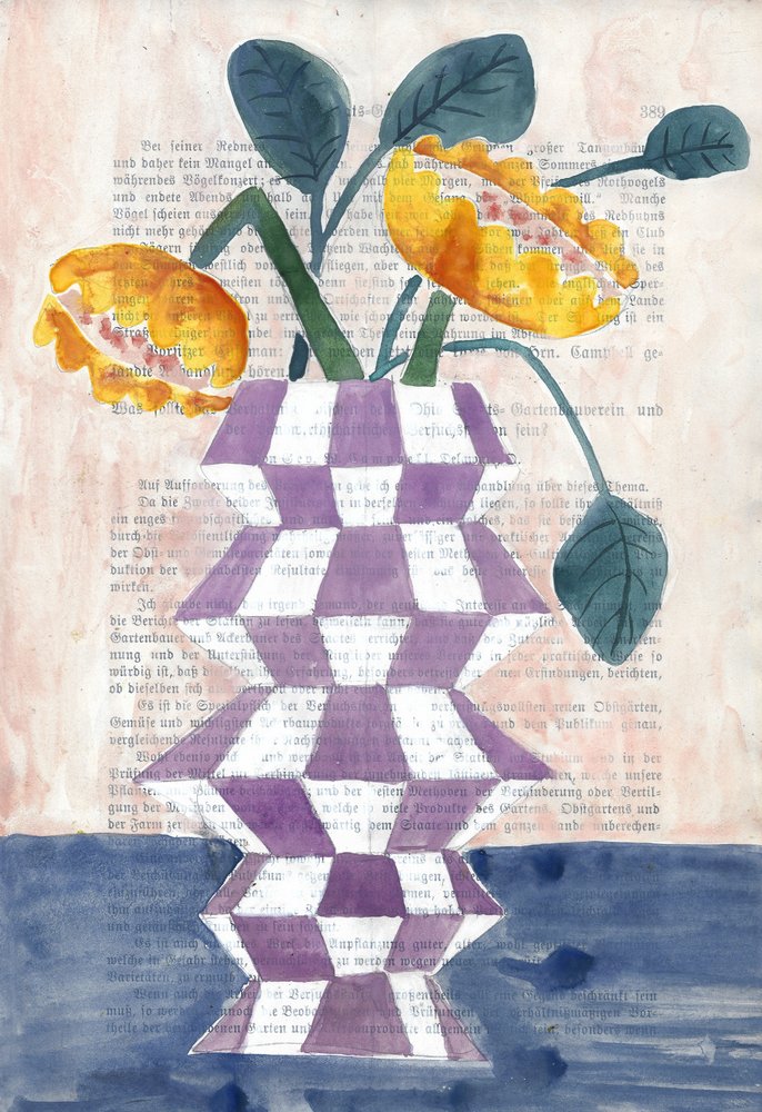 Vaso con fiori dorati da Annick
