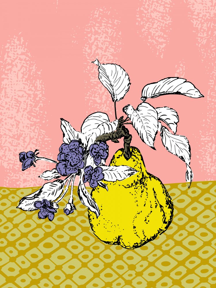 Pera gialla e fiori da Annick