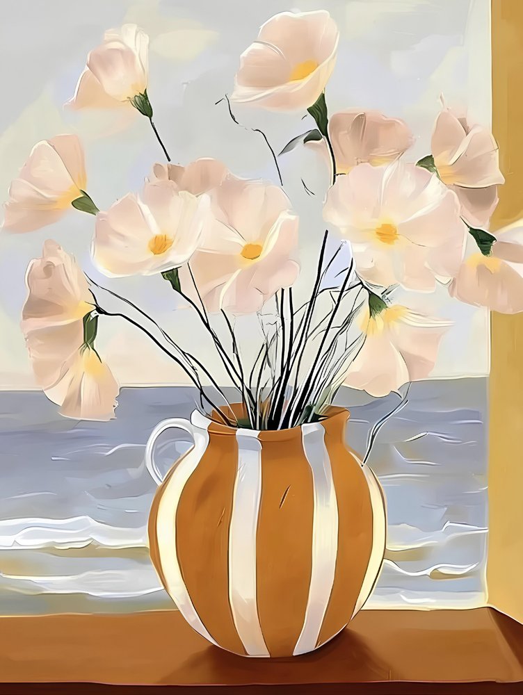Fiori alle finestre sul mare da Avanesova Elena