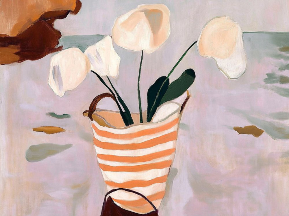 Cesto a righe "Creamy Blooms" da Avanesova Elena