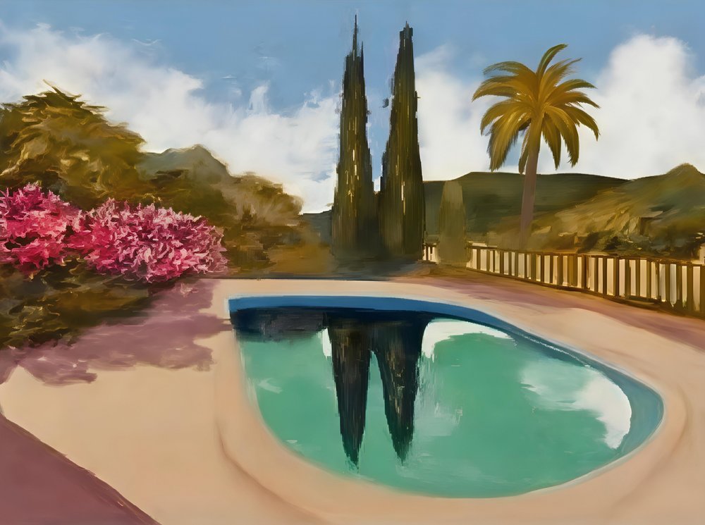 Riflessi sulla piscina di cipressi da Avanesova Elena